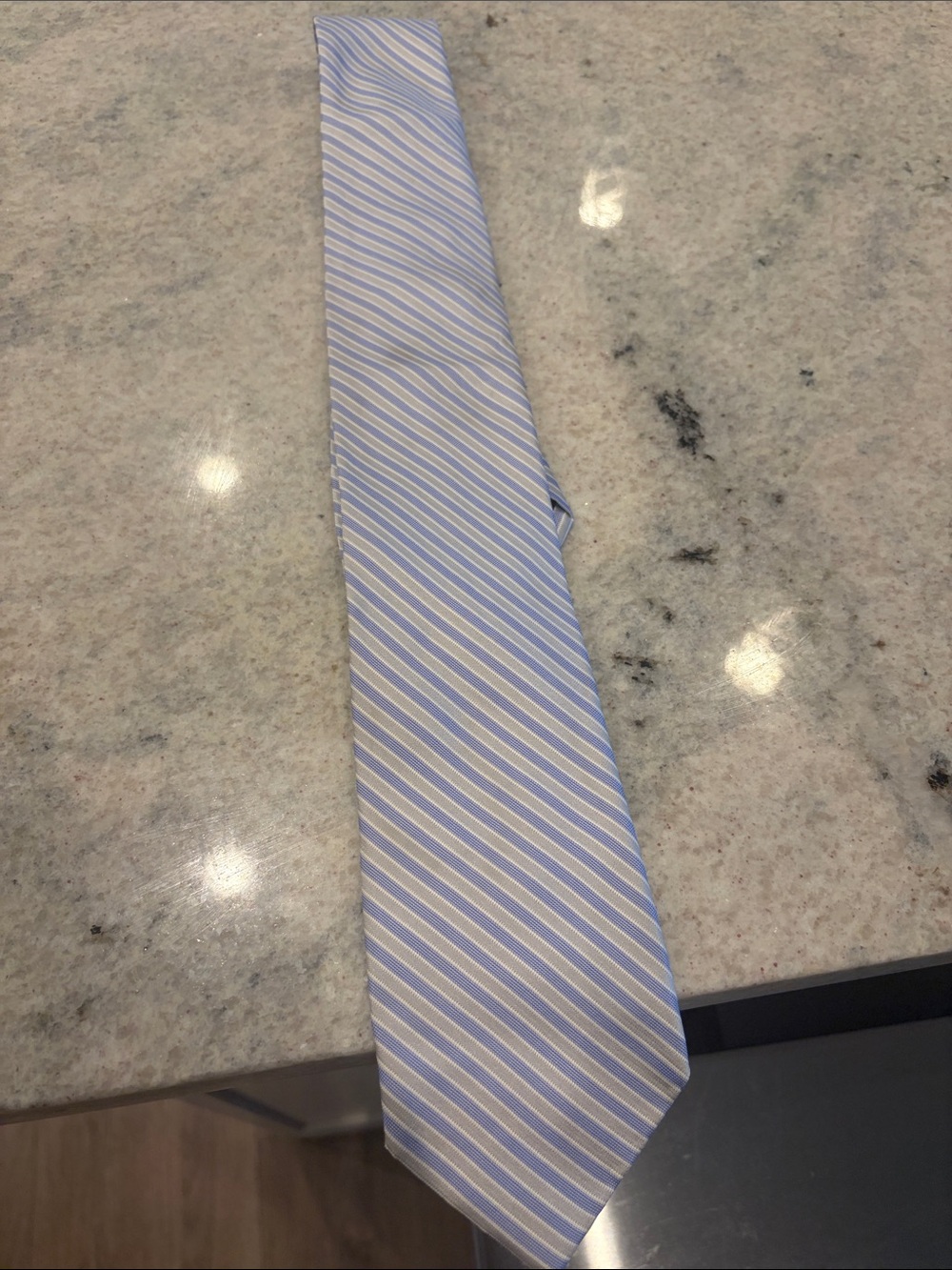 Classic Light Blue and White Striped Tie